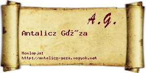 Antalicz Géza névjegykártya